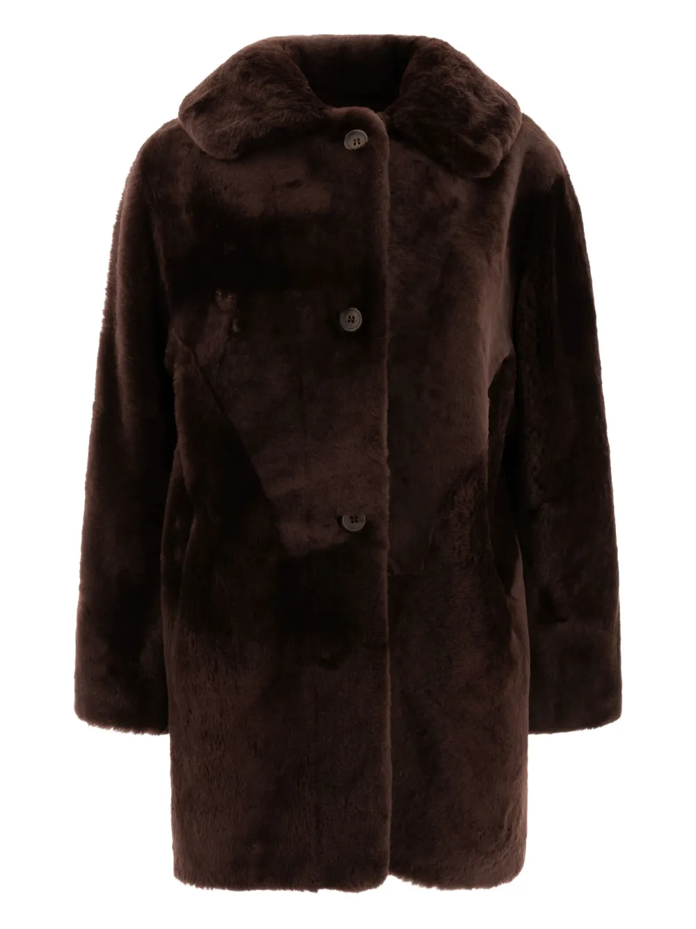 B&W sheepskin button coat | Brown | Image 1