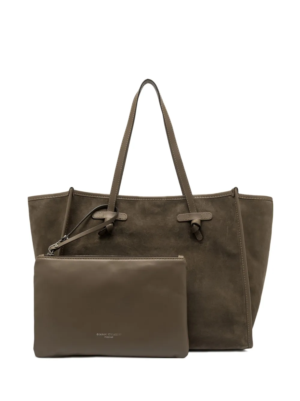 GIANNI CHIARINI Marcella knotted suede tote bag Bruin