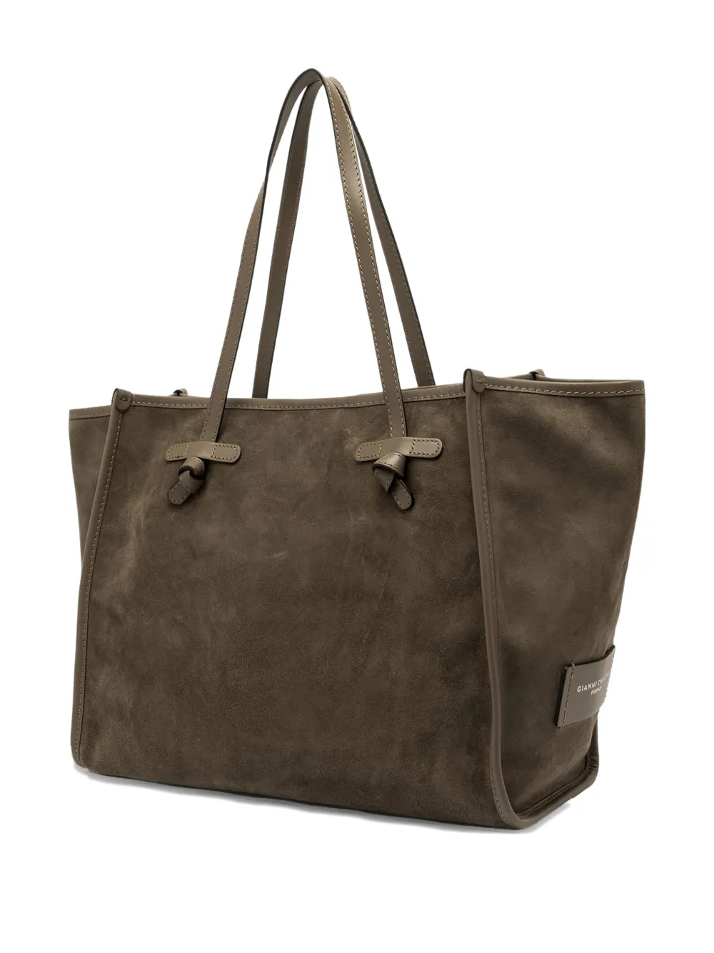GIANNI CHIARINI Marcella knotted suede tote bag Bruin