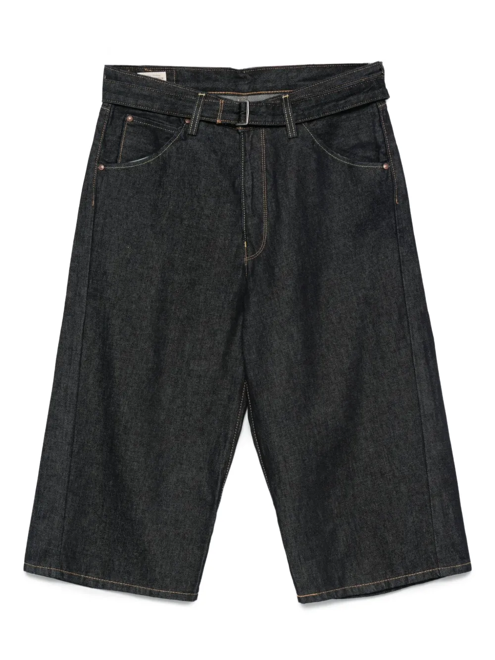 belted denim shorts