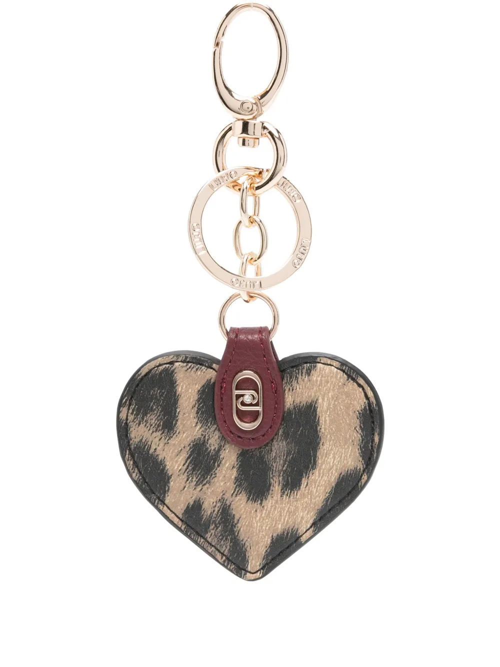 Liu •jo Heart Leopard Keyring In Gold