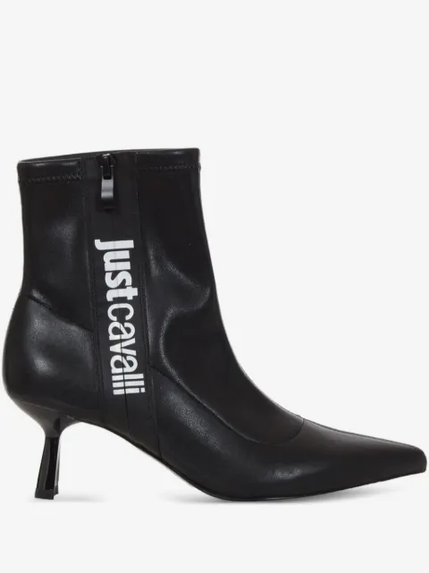 Just Cavalli logo-detail pointed-toe ankle boots