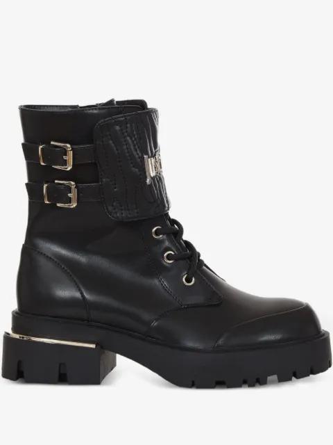 Just Cavalli logo buckled combat boots