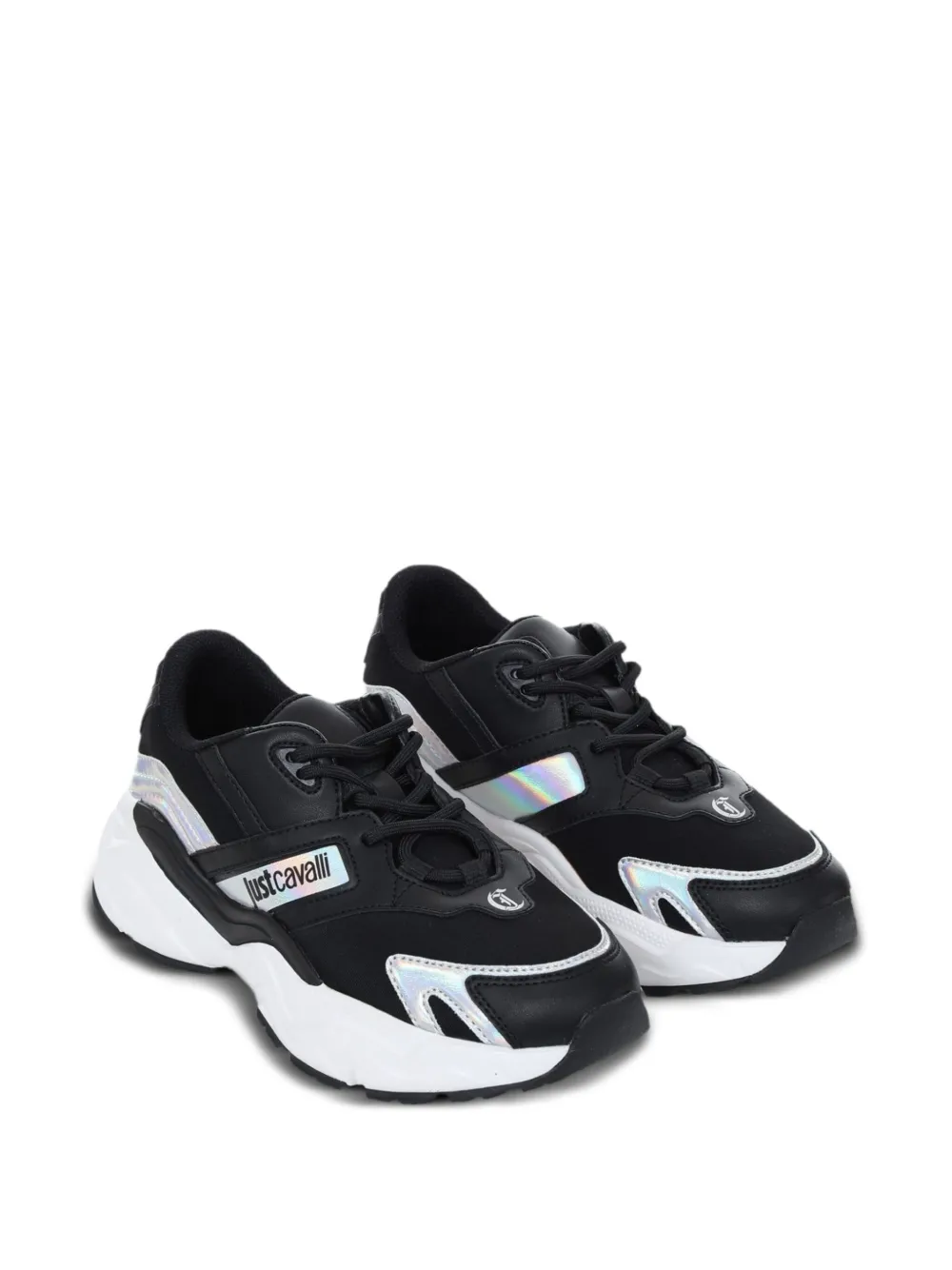Just Cavalli iridescent-panelled sneakers - Zwart
