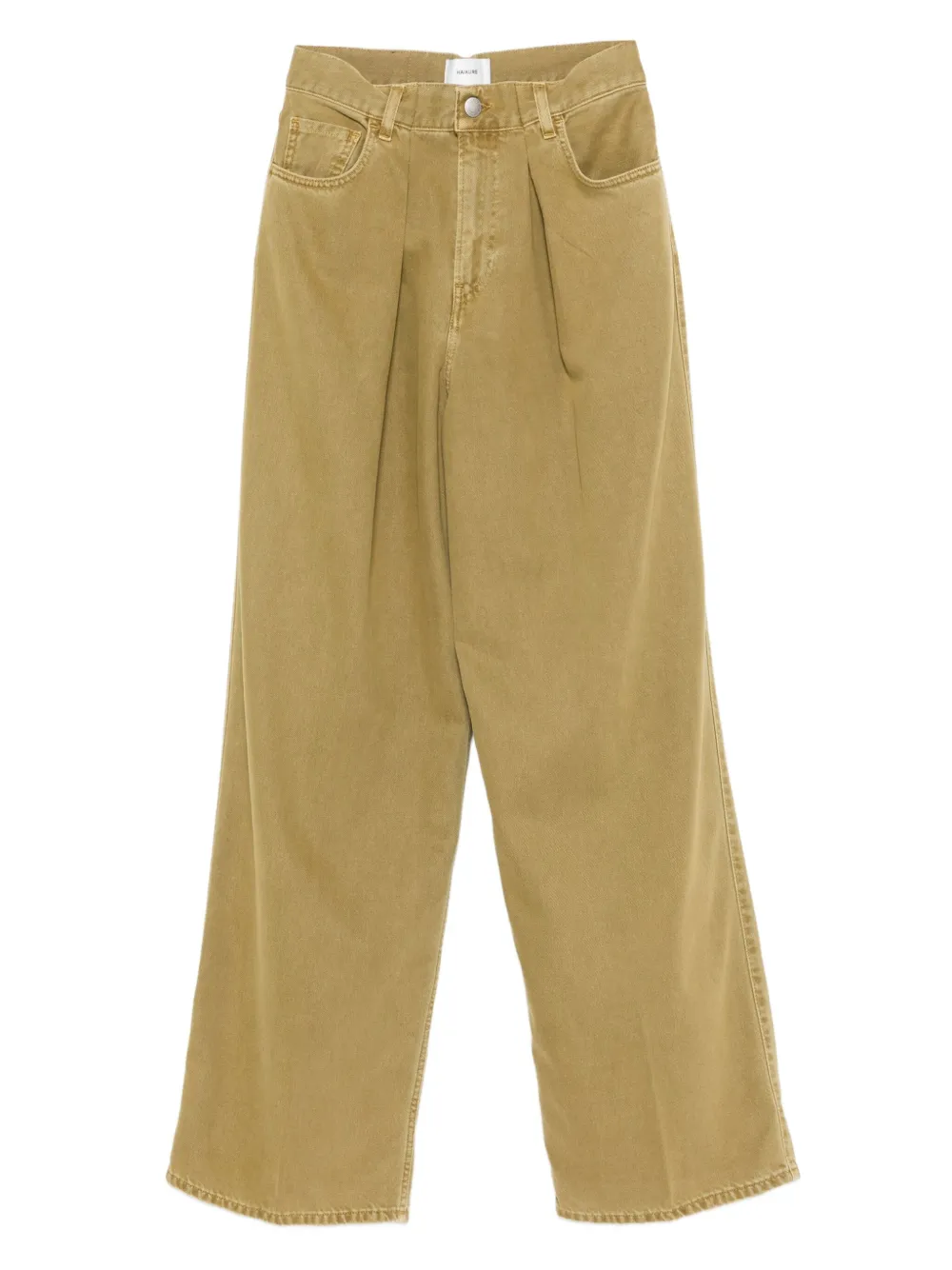 pleated cotton jeans