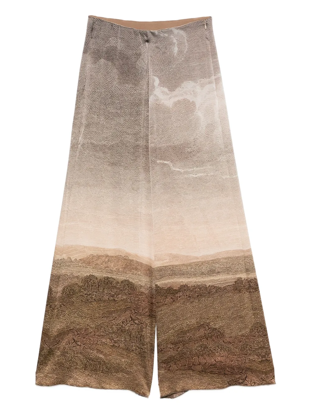 Pierre-Louis Mascia landscape-print wide-leg trousers - ブラウン Pierre-Louis Mascia landscape-print wide-leg trousers - ブラウン