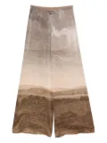 Pierre-Louis Mascia landscape-print wide-leg trousers - Brown