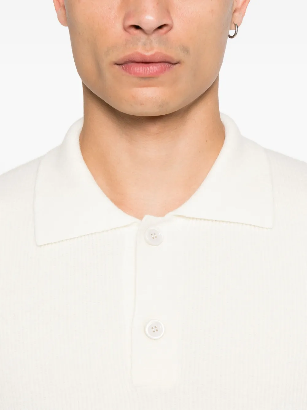 Lardini Ribgebreid poloshirt Beige