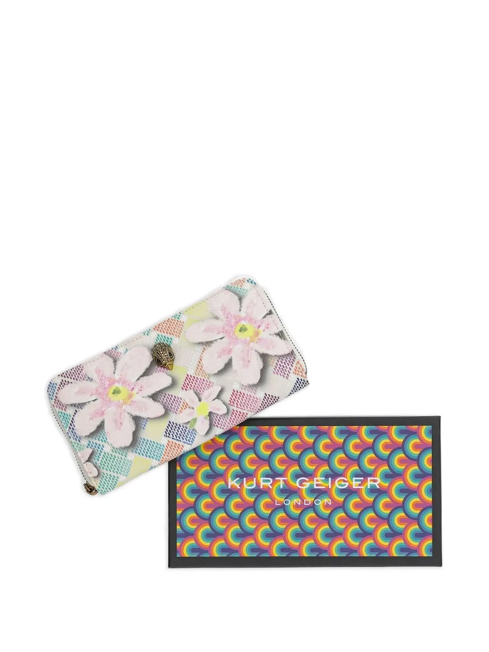 Kurt Geiger London Portemonnee met rits en bloemenprint Roze