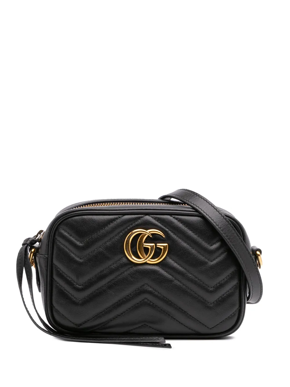Gucci Pre-Owned 2016-2025 Mini GG Marmont Matelasse Leather crossbody bag | Black | Image 1