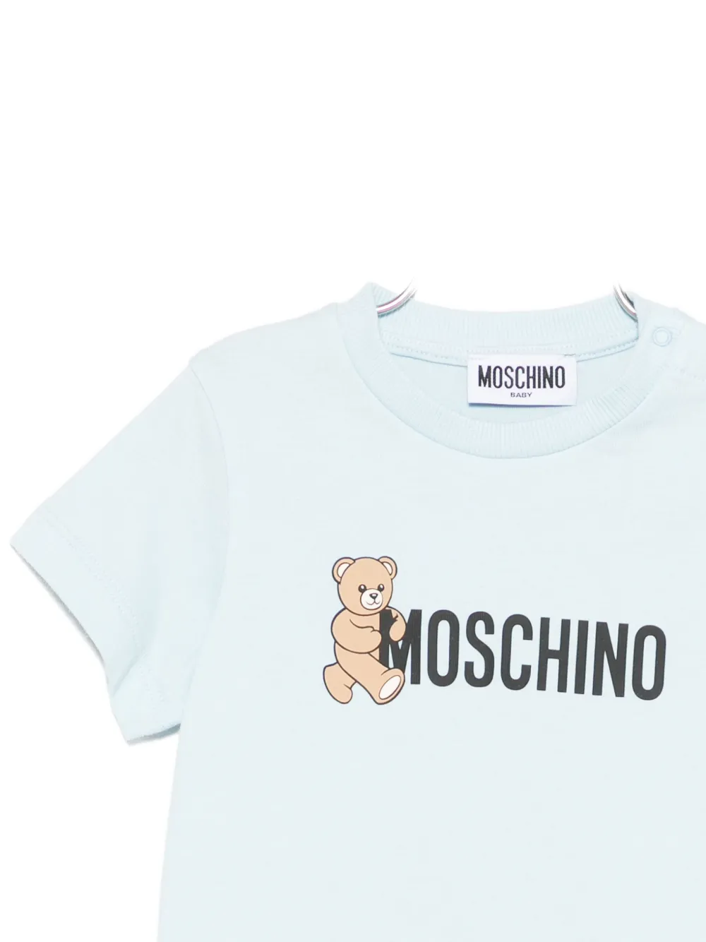 Moschino Kids Katoenen T-shirt met teddybeerprint Blauw