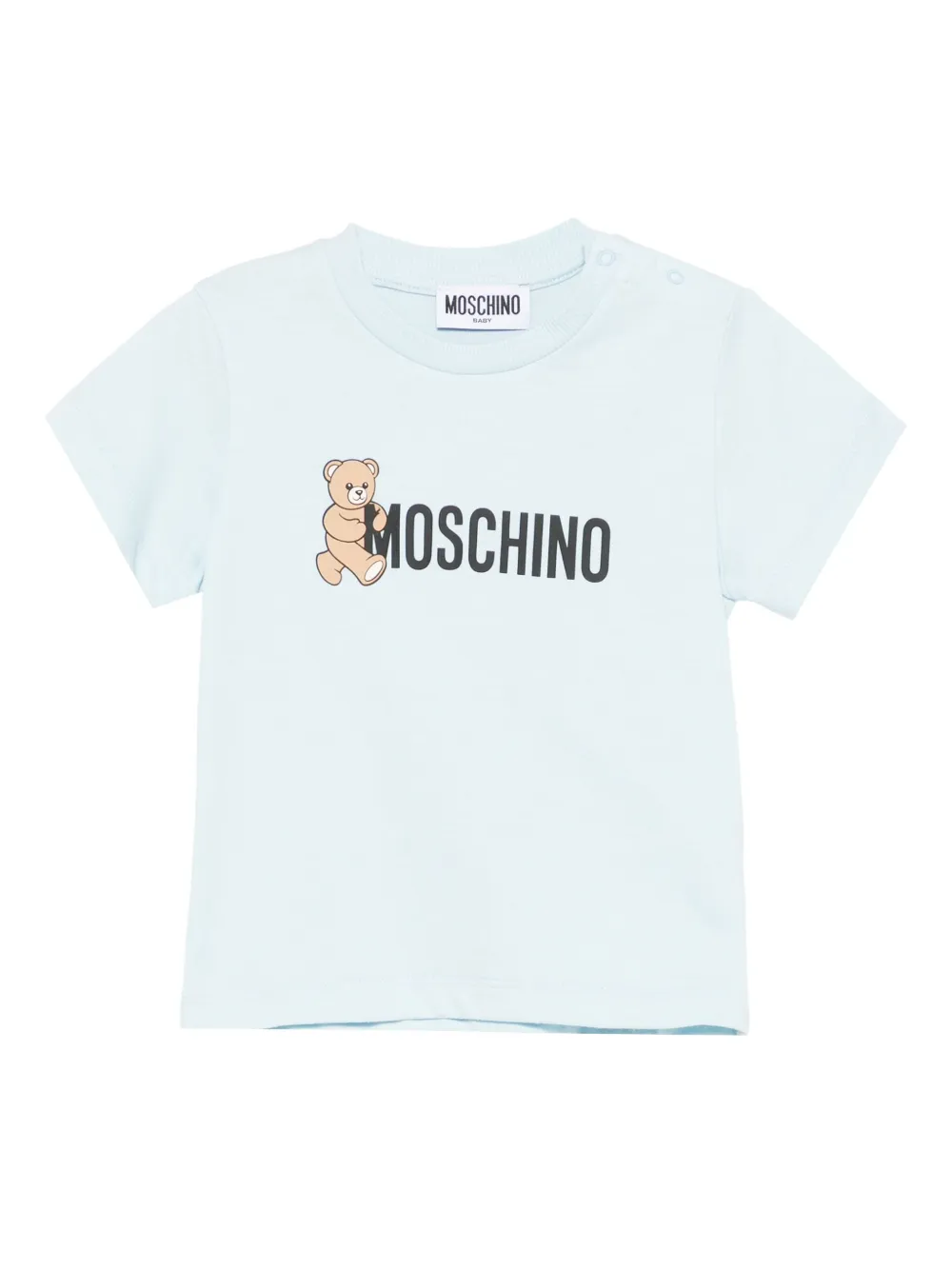 Moschino Kids Katoenen T-shirt met teddybeerprint Blauw