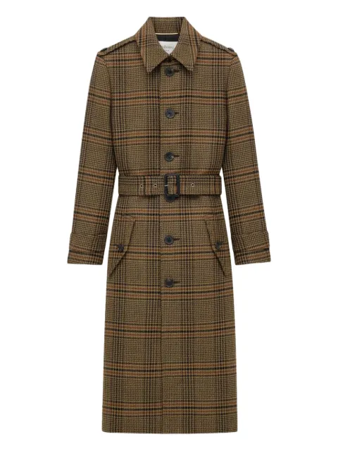 Saint Laurent Prince of Wales check belted coat