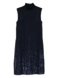 Peserico sleeveless sequin turtleneck midi dress - Blue