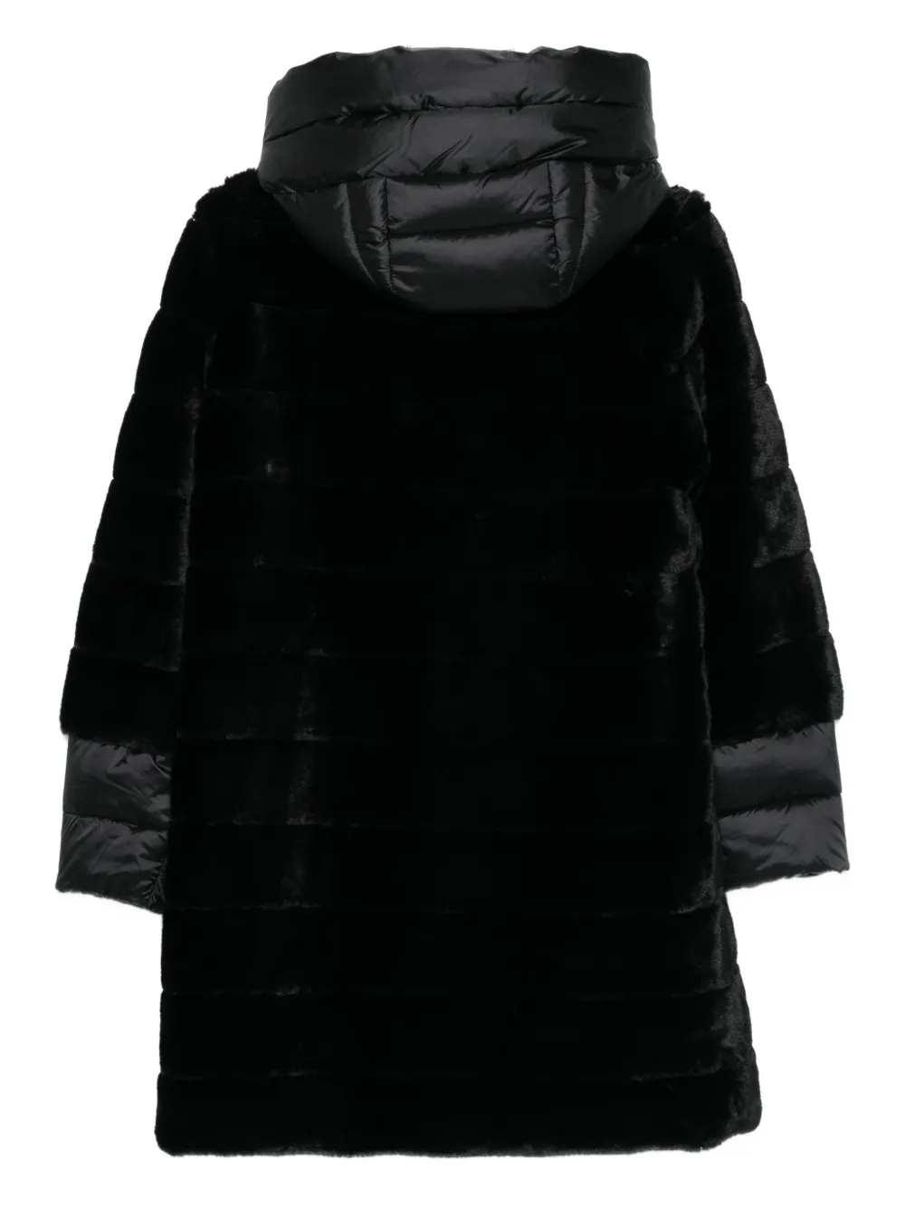Marella Hooded Faux-fur Coat In Black