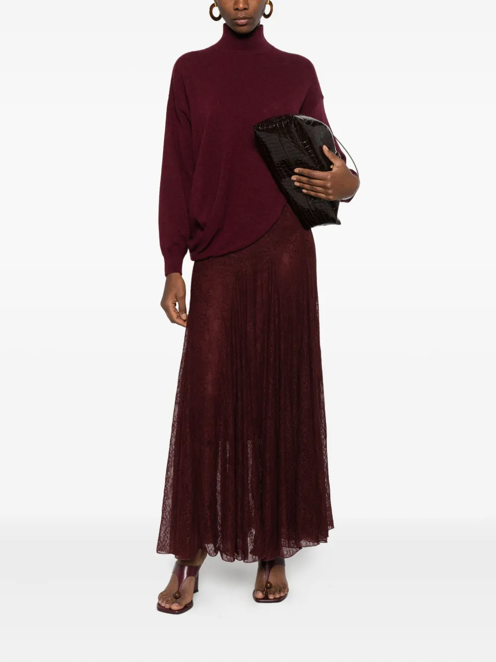 MONOCHROME Avenue lace maxi skirt - Rood