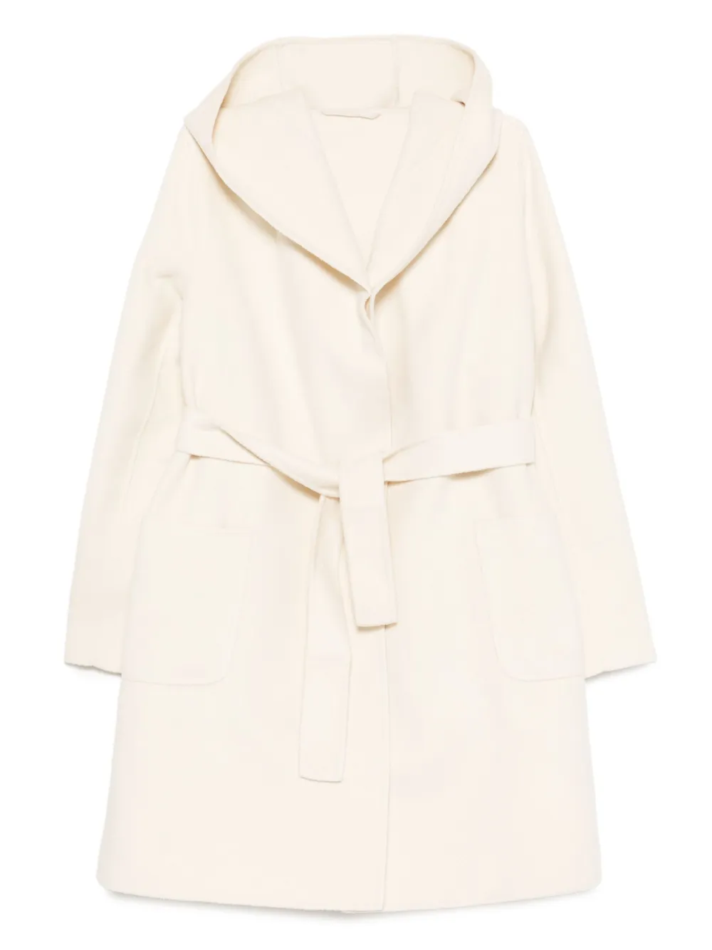 hooded belted coat