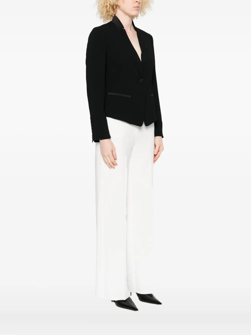 Marella Single-button Satin-trimmed Jacket In Black