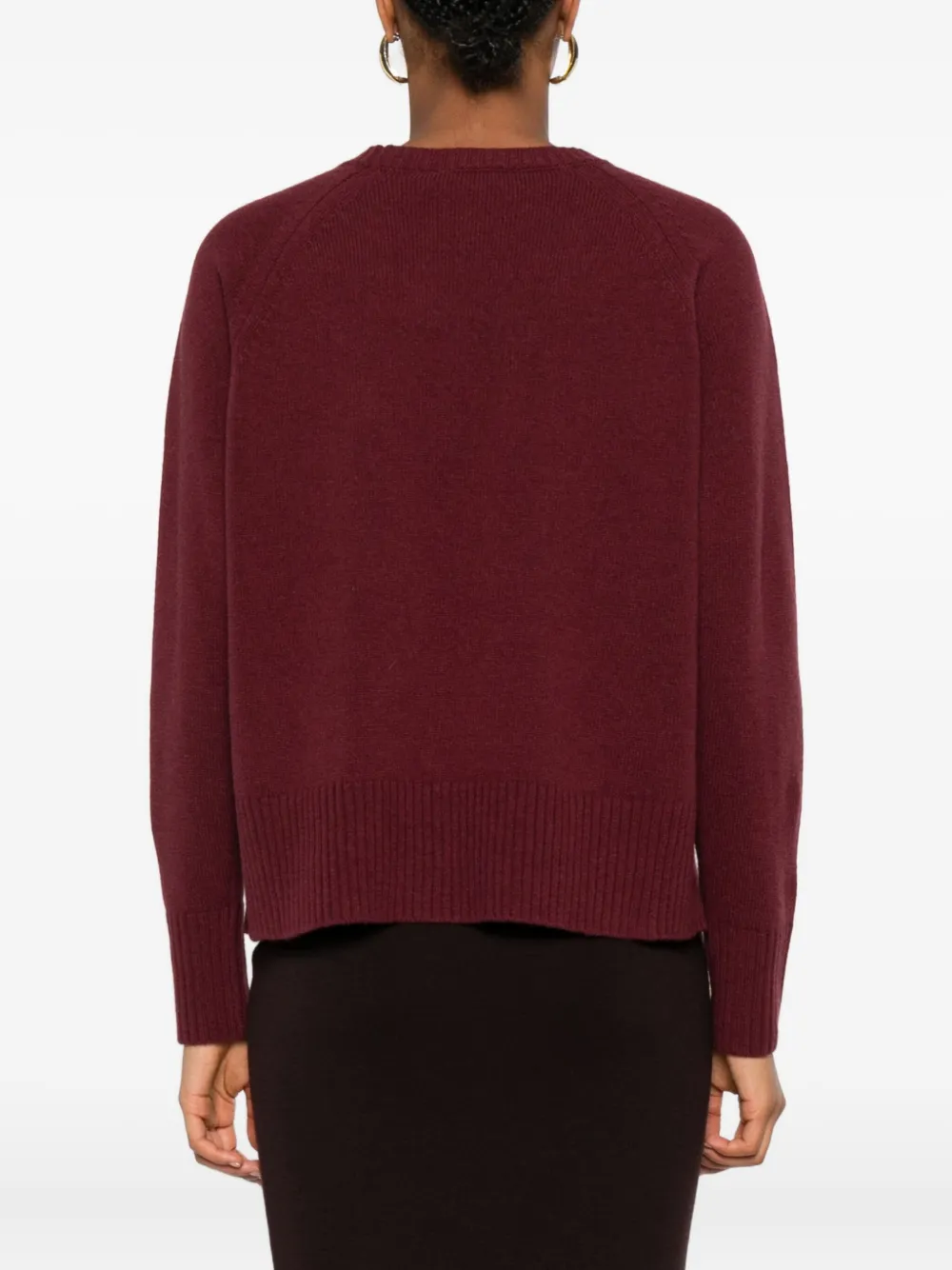 Monochrome Raglan-sleeve Wool Sweater In Burgundy