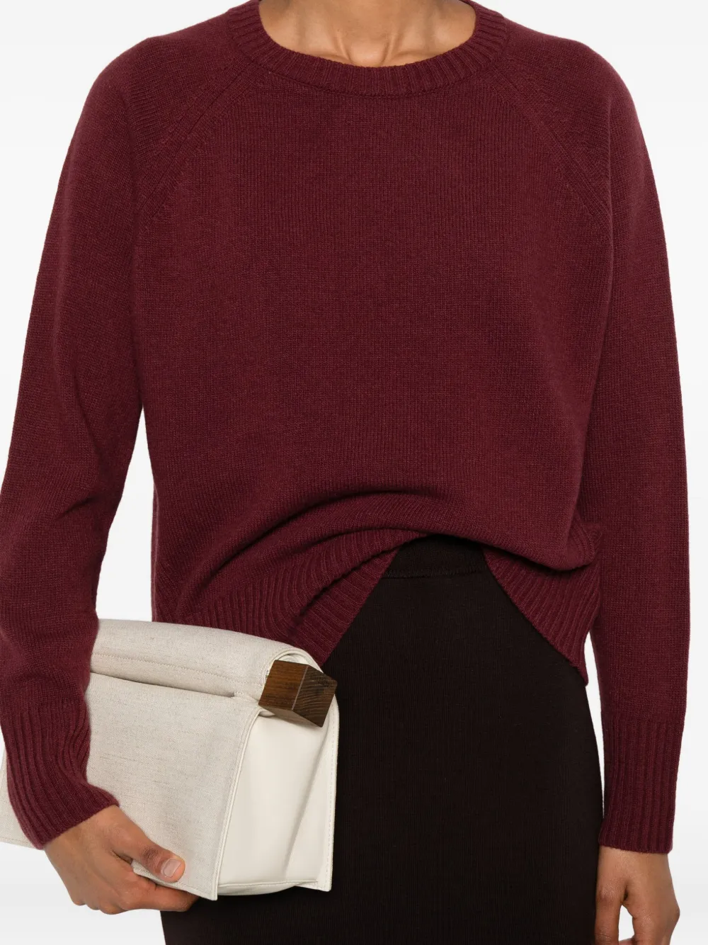 Monochrome Raglan-sleeve Wool Sweater In Burgundy