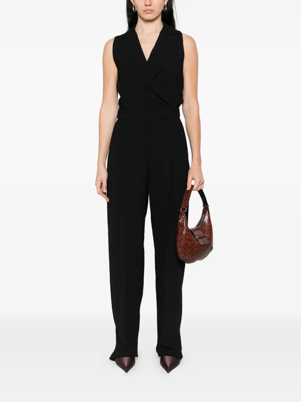 Marella lapel sleeveless jumpsuit - Zwart