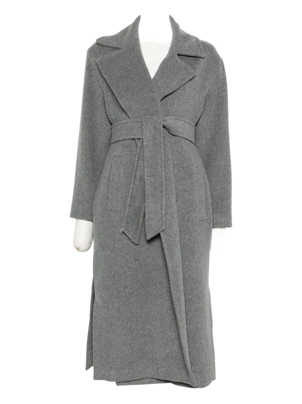 Marella Cadmio Belted Single-breasted Coat In Gray