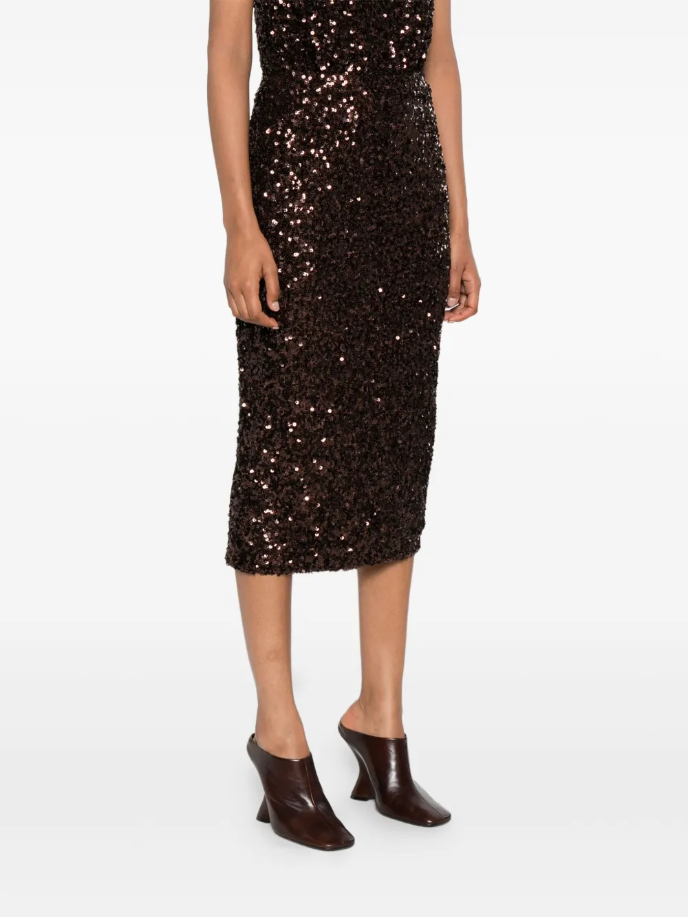 Marella Midi-rok met pailletten Bruin