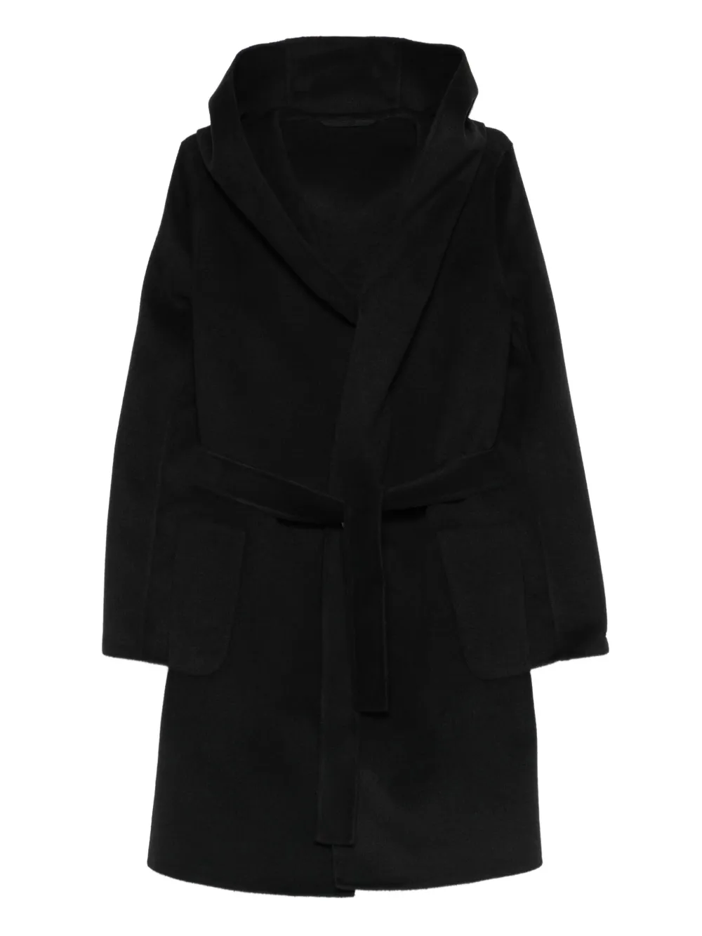 hooded belted coat