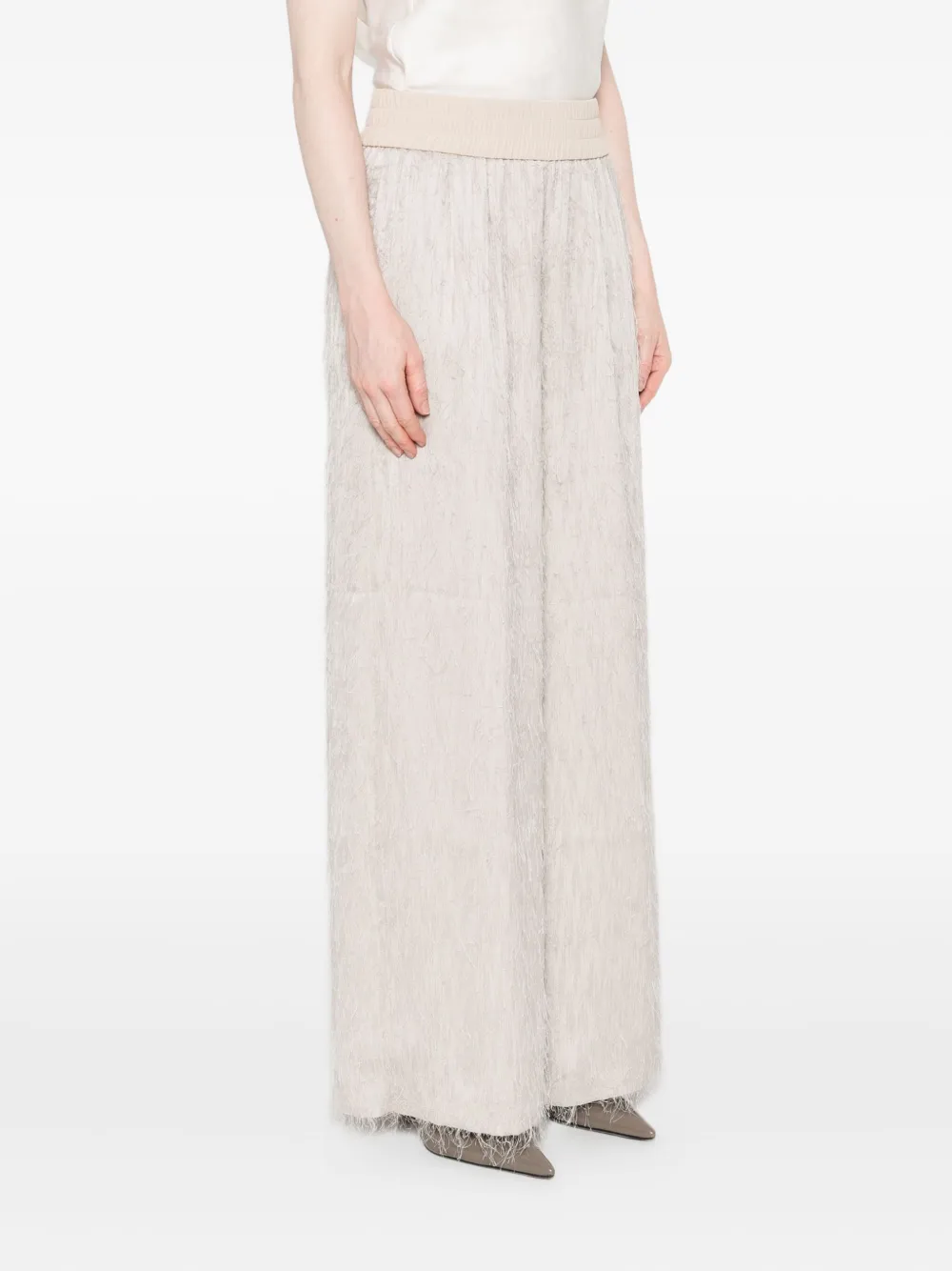 Peserico fringed elastic-waist trousers Beige