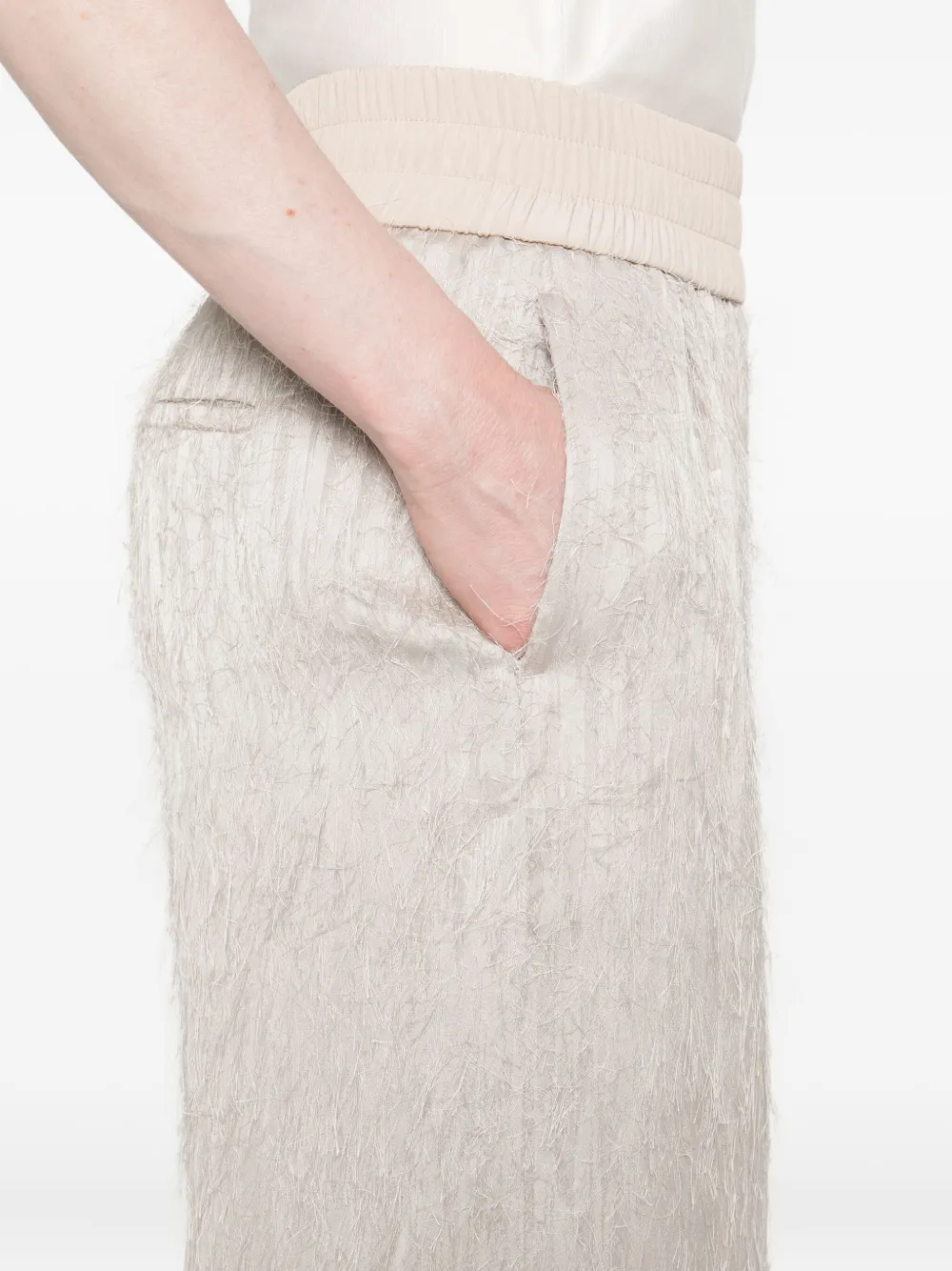 Peserico fringed elastic-waist trousers Beige