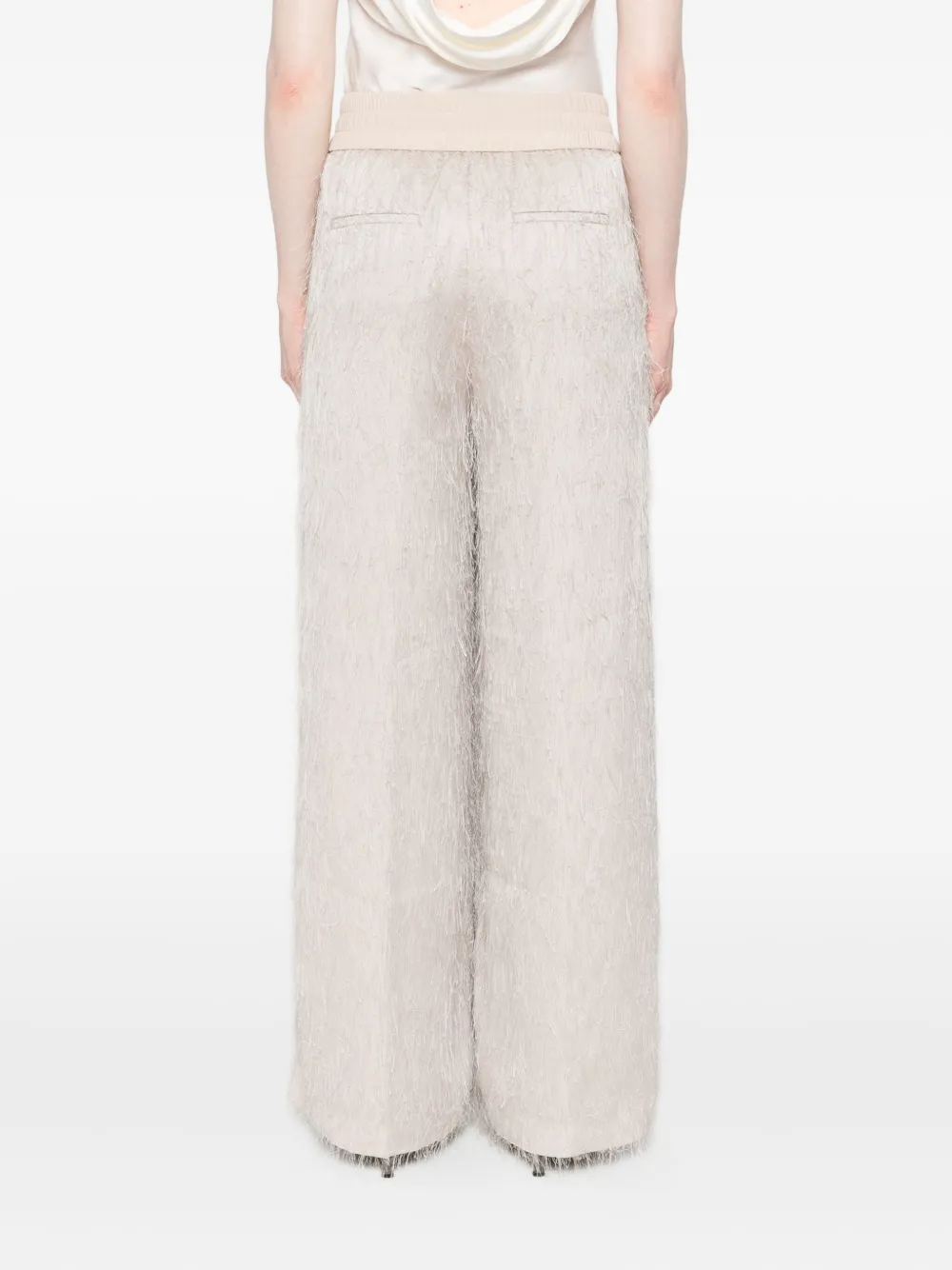 Peserico fringed elastic-waist trousers Beige