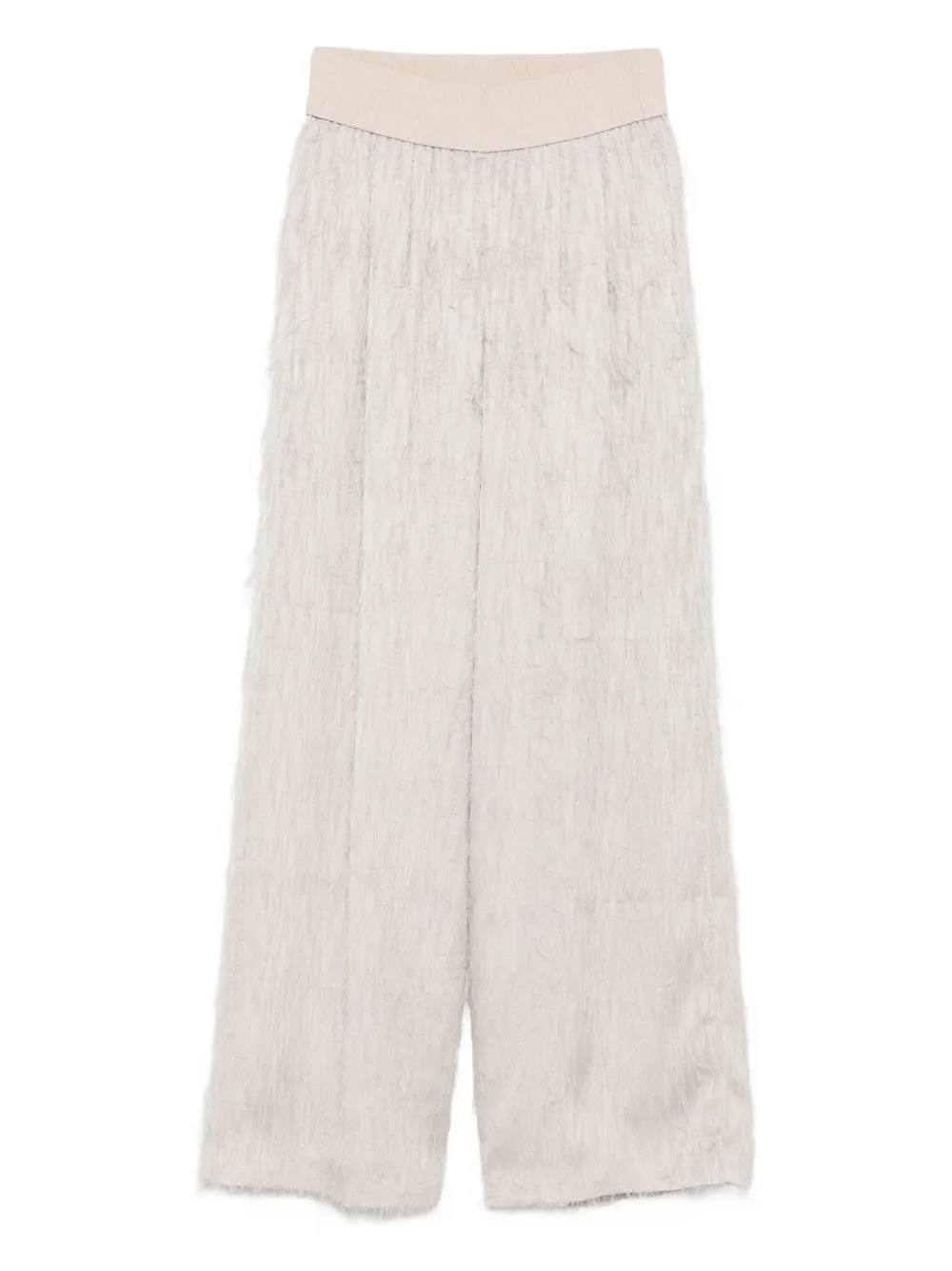 Peserico Broek met elastische taille en franje Beige