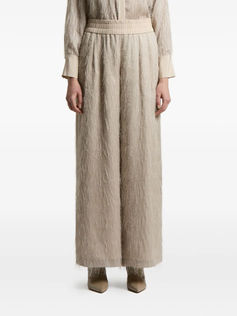 Peserico fringed elastic-waist trousers | Neutrals | Image 1