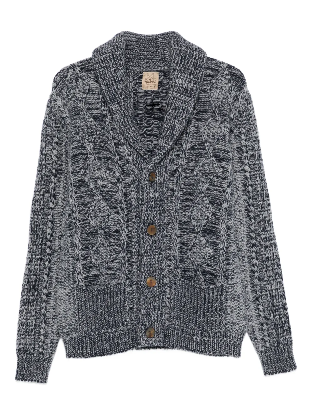 RAKKI cable-knit shawl-collar cardigan - ブルー RAKKI cable-knit shawl-collar cardigan - ブルー