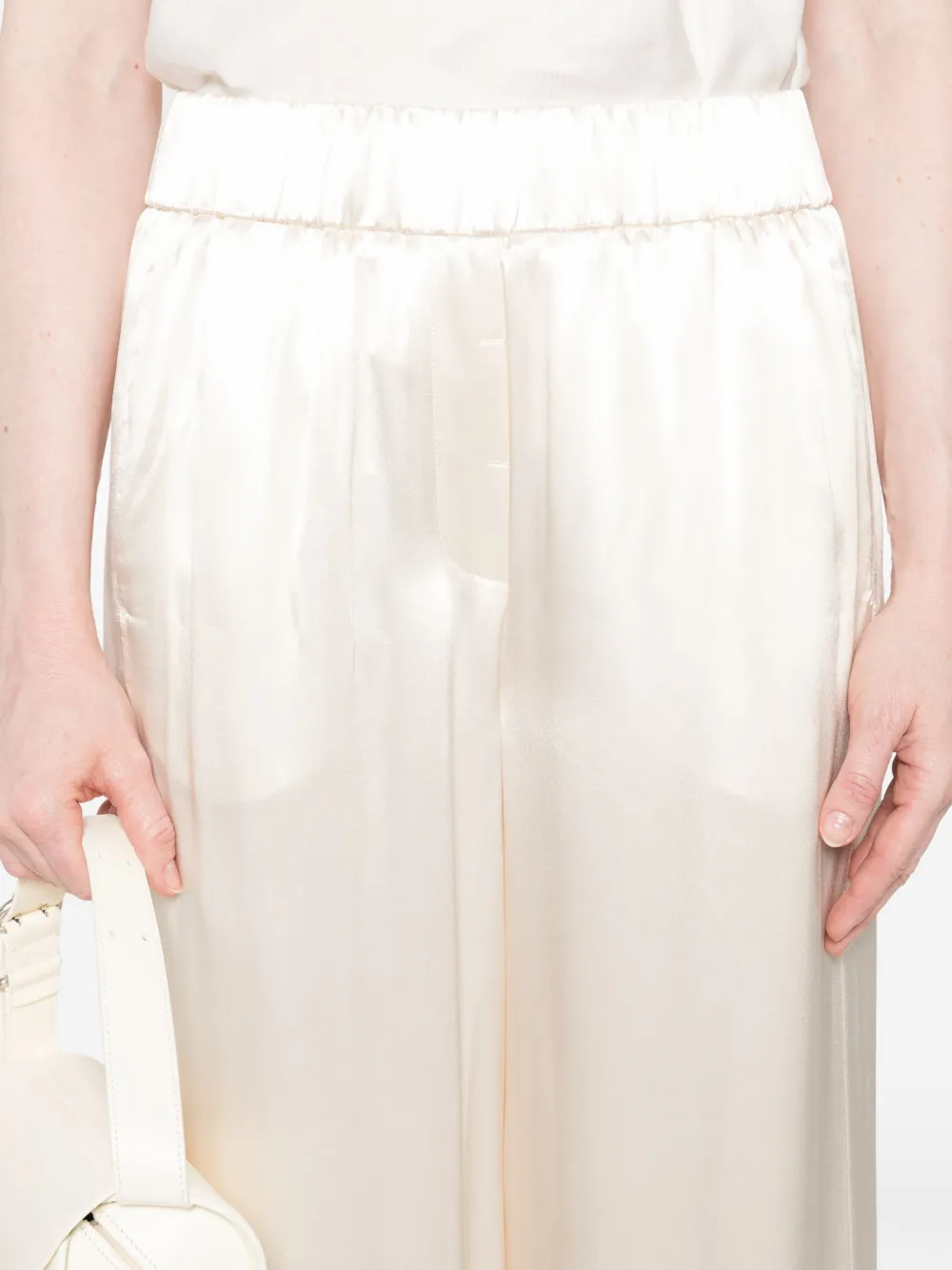 Peserico Broek met elastische taille en wijde pijpen Beige