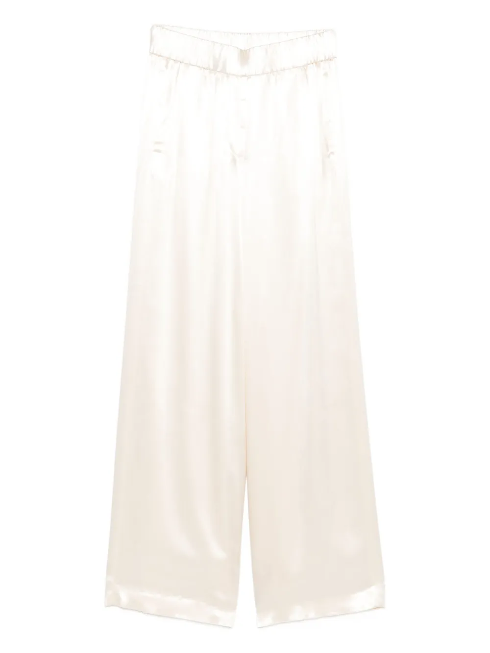 Peserico Broek met elastische taille en wijde pijpen Beige