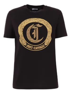 Just Cavalli metallic-logo Cotton T-shirt | Black | FARFETCH
