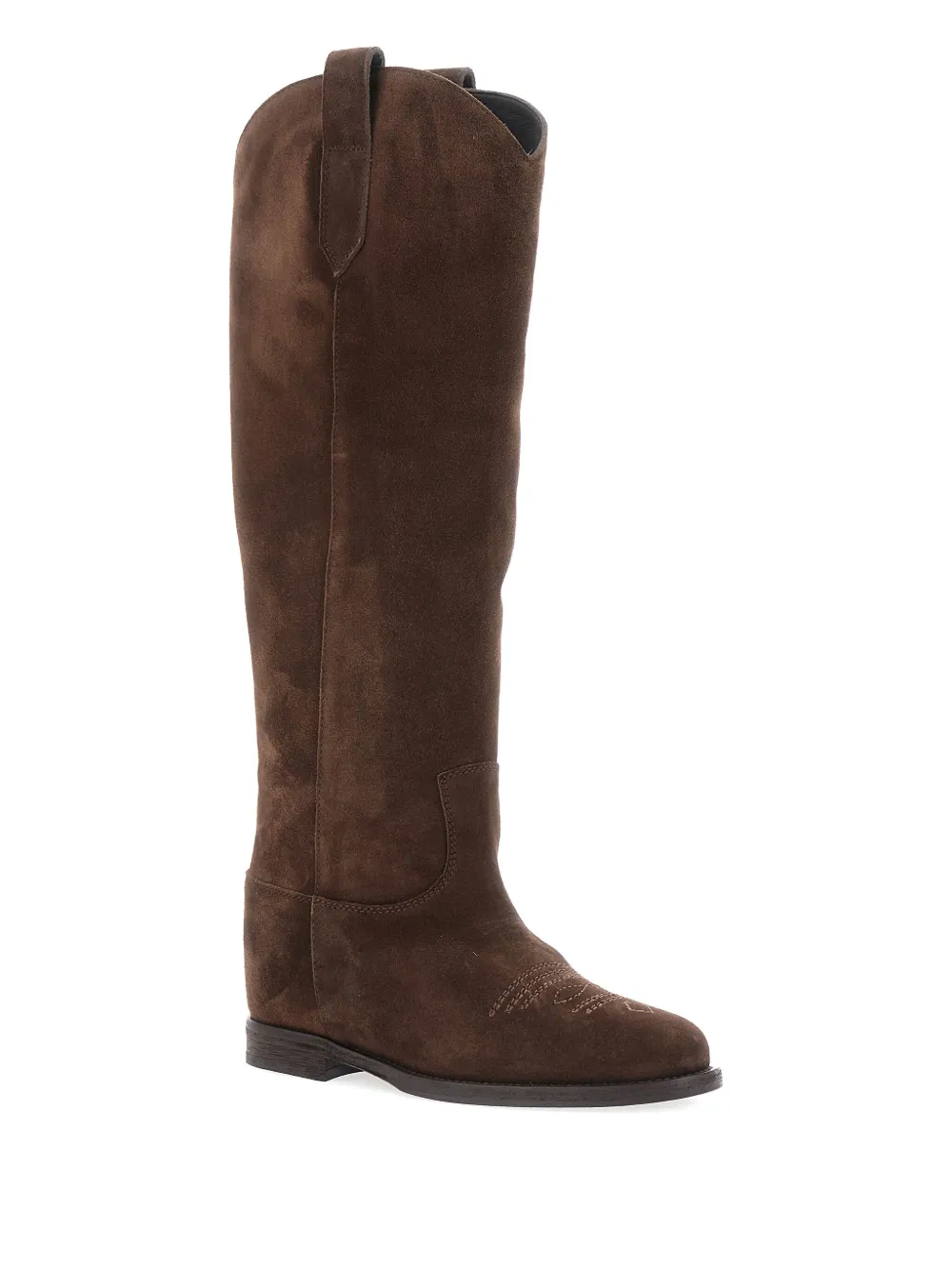 Via Roma 15 stitched suede boots Brown