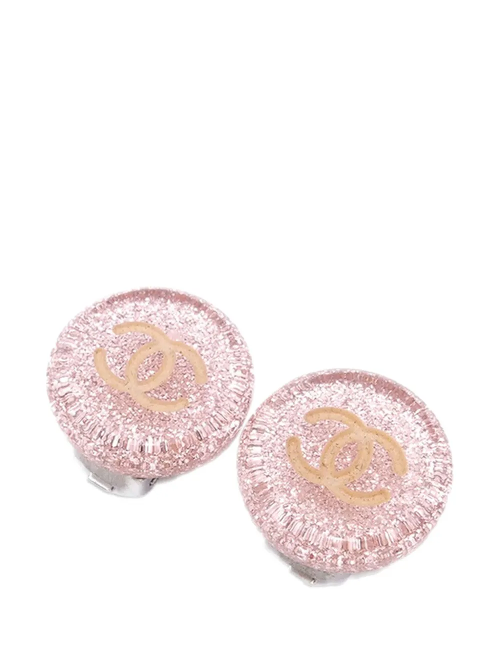 CHANEL Pre-Owned 2000 Resin CC Clip on Earrings costume earrings - ピンク CHANEL Pre-Owned 2000 Resin CC Clip on Earrings costume earrings - ピンク
