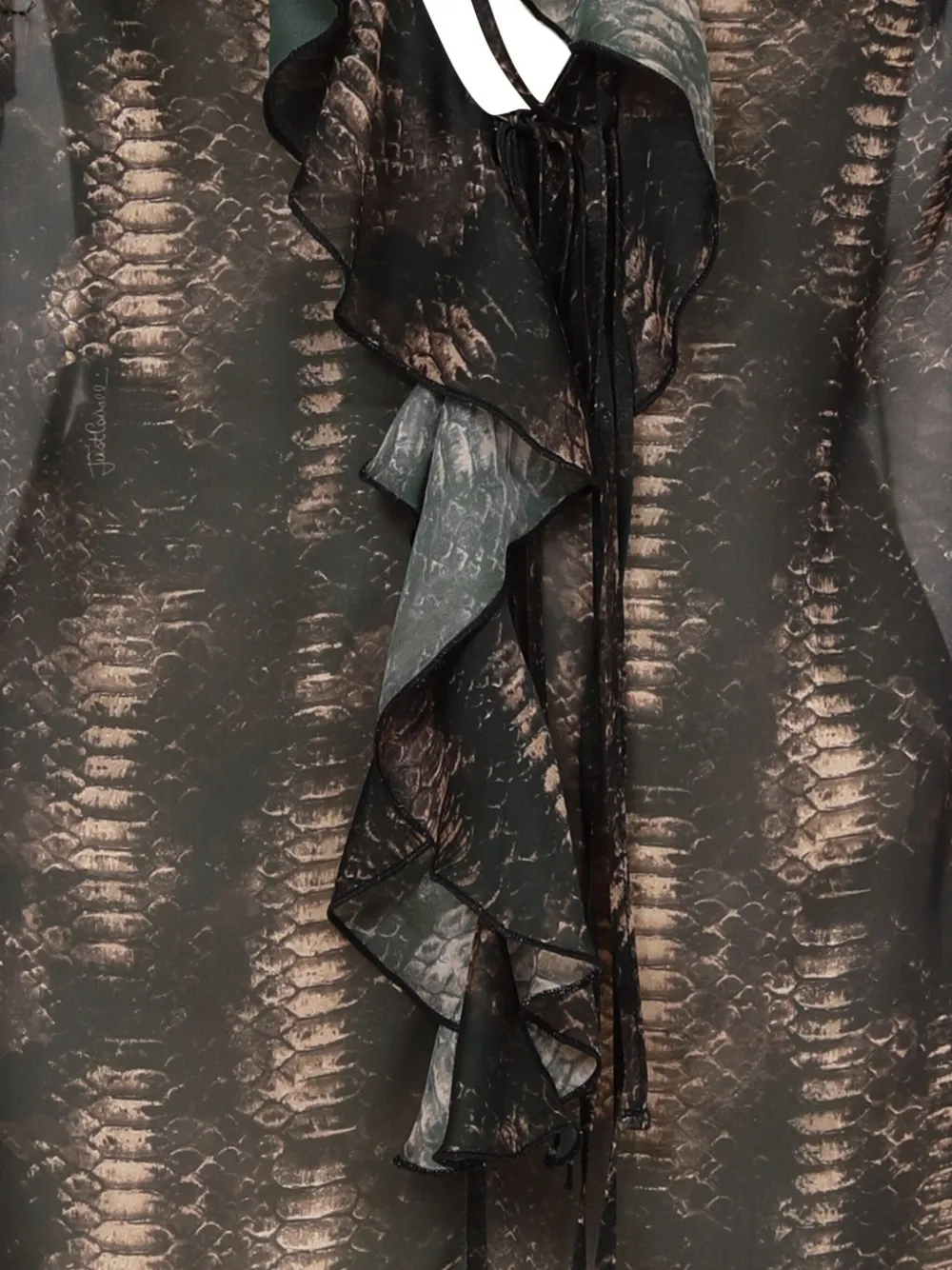 Just Cavalli Snake-print Ruffled Top In Black