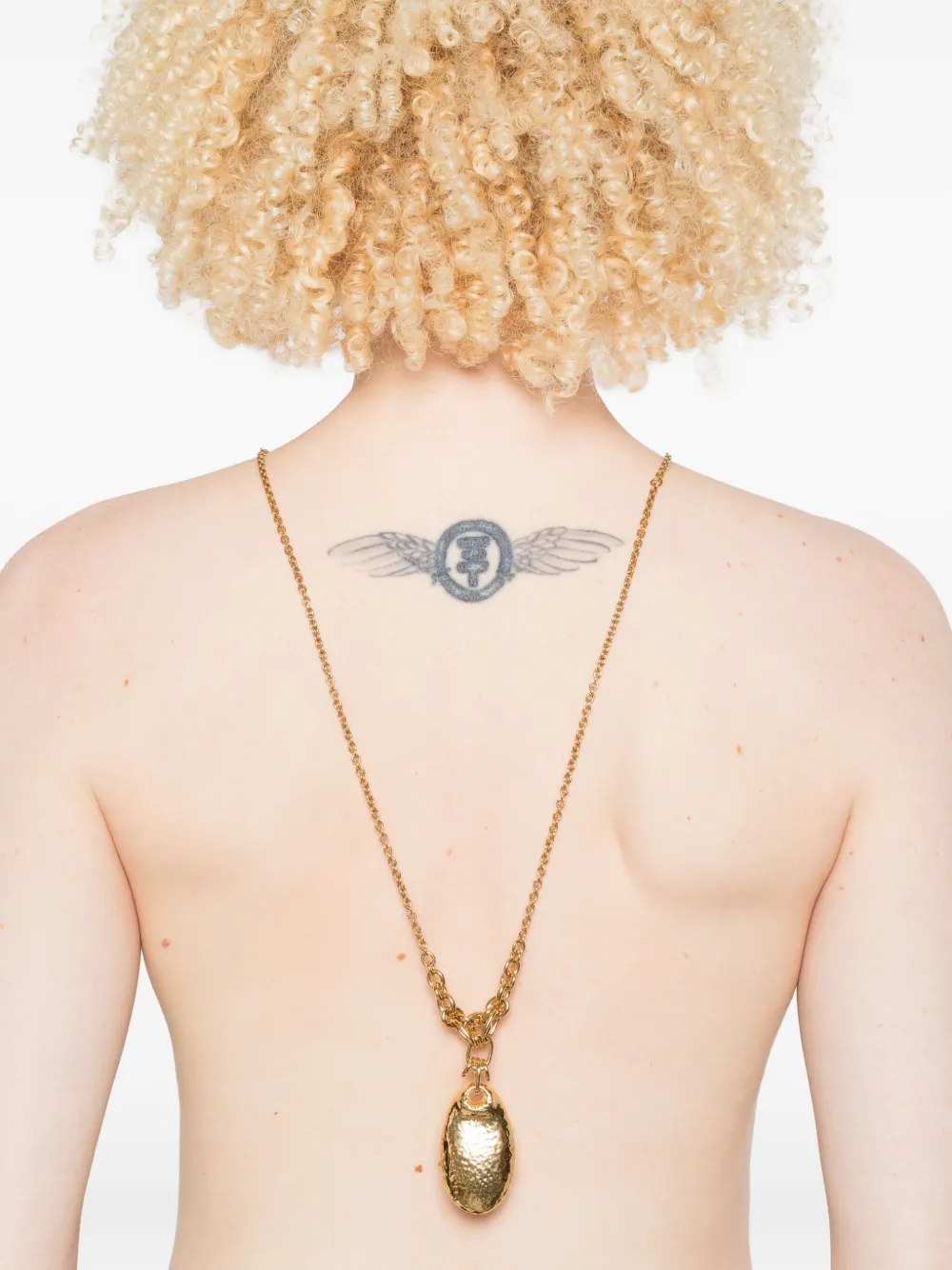 Chloé hammered-oval necklace - Goud