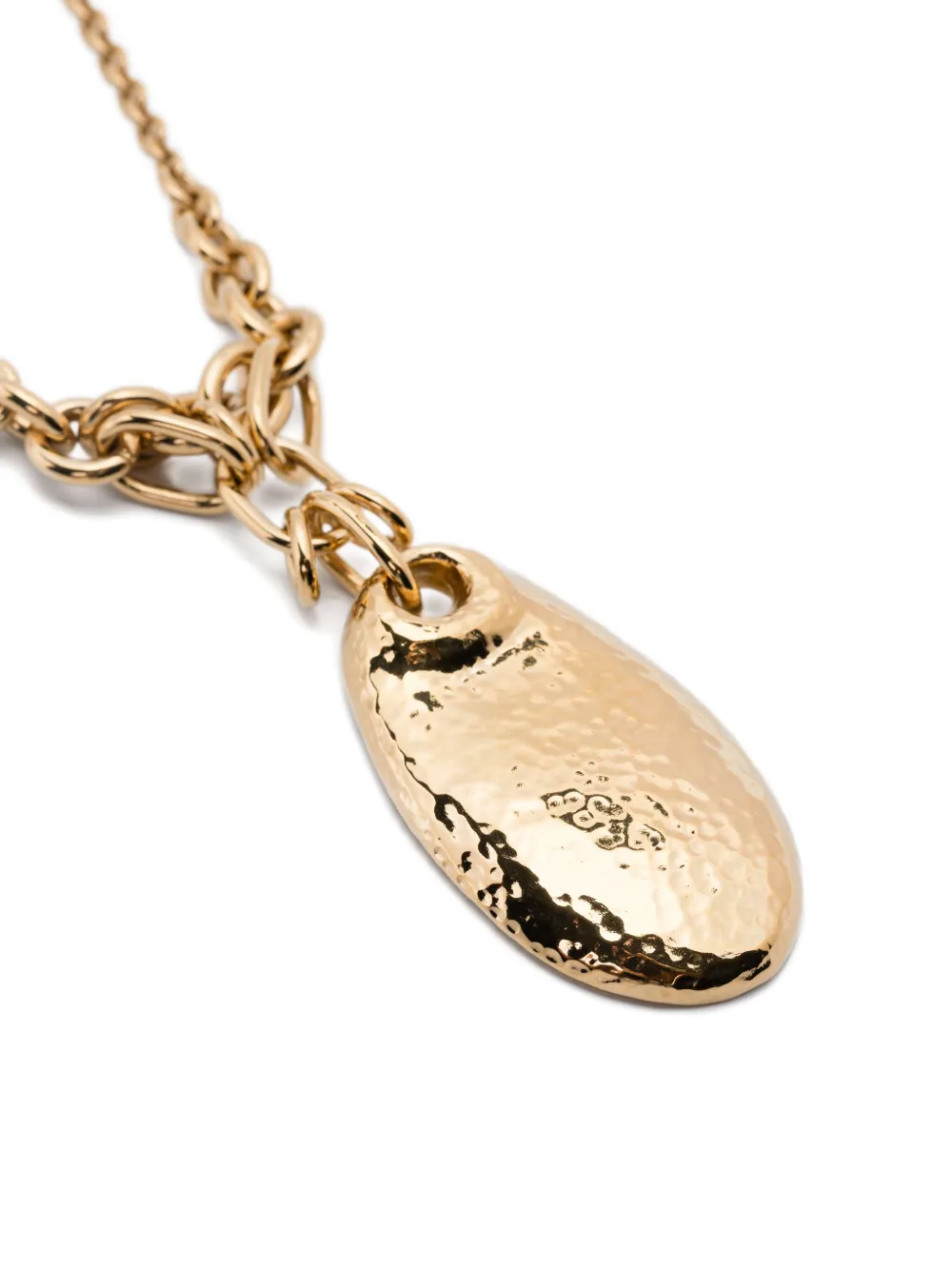 Chloé Hammered-oval Necklace In Gold