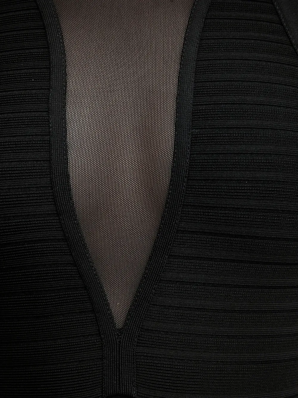 Hervé Léger Mini-jurk met mesh en halternek Zwart
