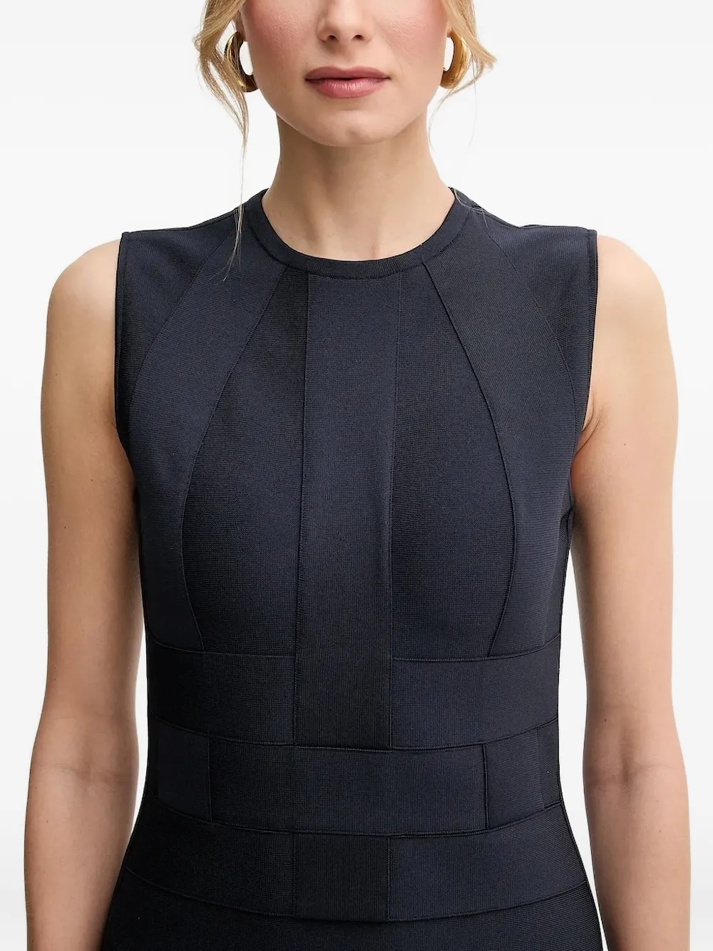 Hervé Léger Mouwloze midi-jurk met vlakken Blauw