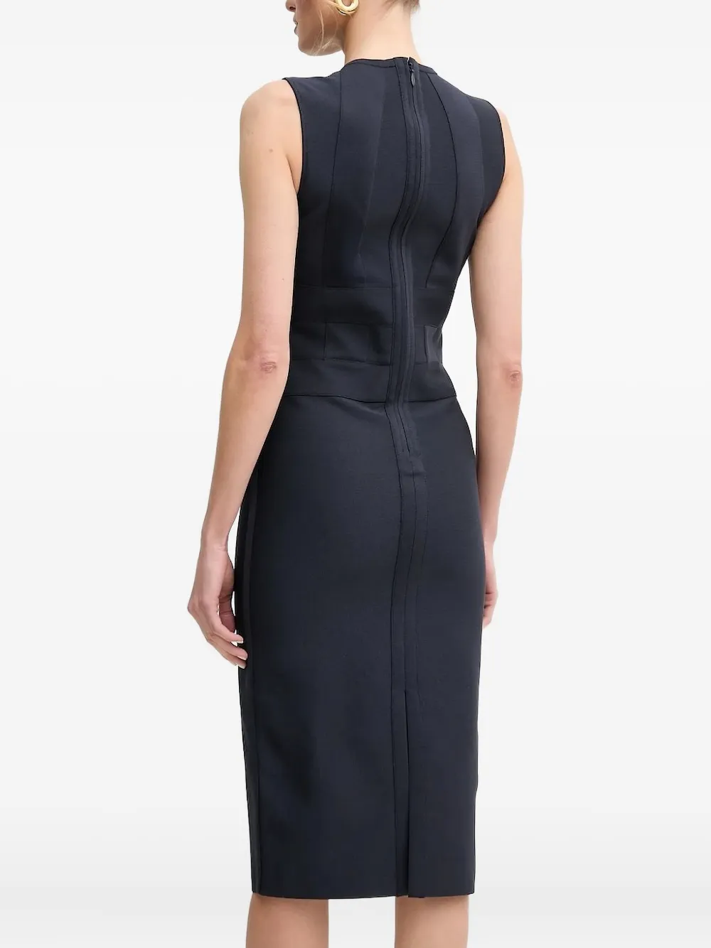 Hervé Léger Mouwloze midi-jurk met vlakken - Blauw