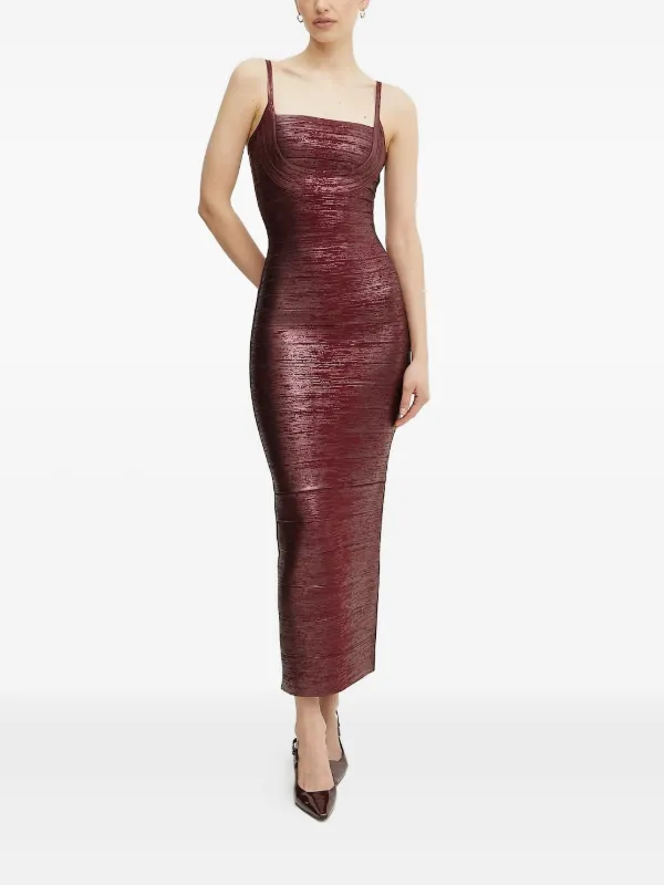 Herv Lger Gemma Metallic Dress | Red | FARFETCH