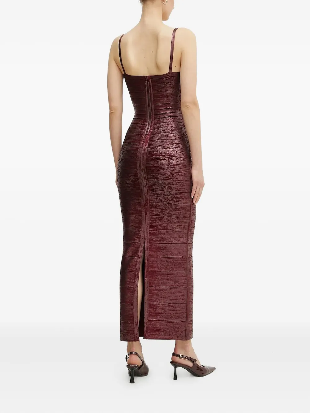 Hervé Léger Gemma metallic jurk - Rood