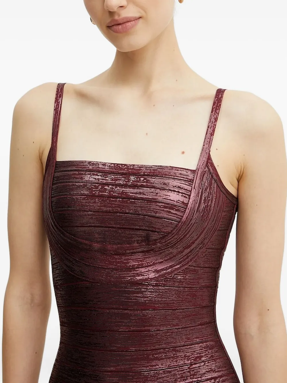 Hervé Léger Gemma metallic jurk Rood