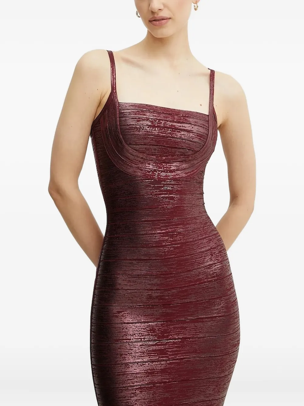 Hervé Léger Gemma metallic jurk Rood