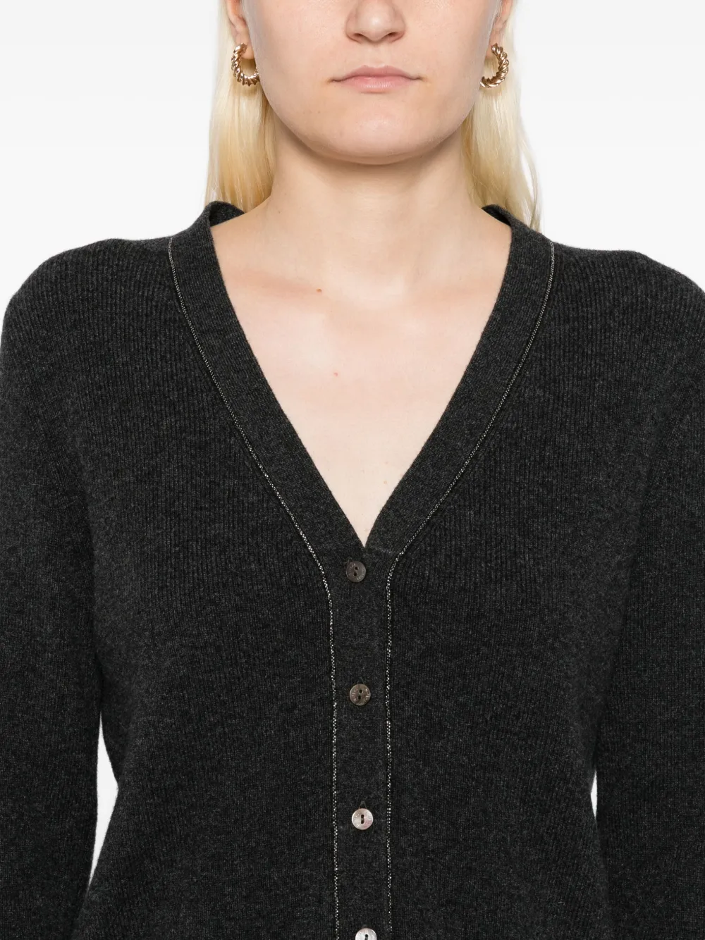 N.Peal Geribbeld vest Grijs